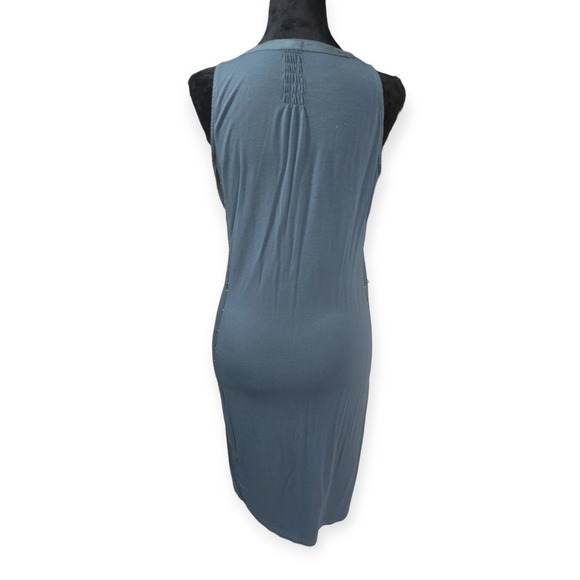 Anthropologie Tiny Syden Embroidered Floral Sleeveless Button Front Dress Teal M - Picture 7 of 11